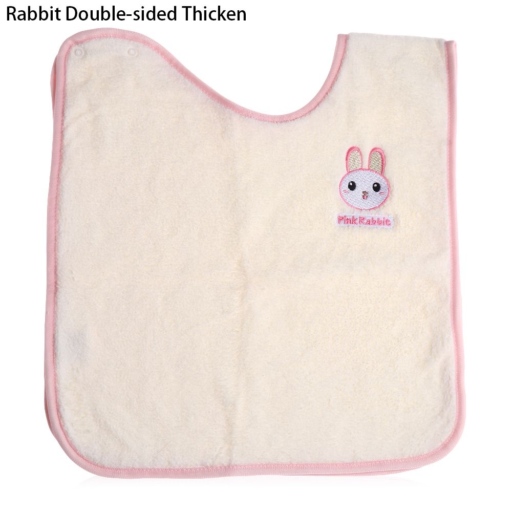 Scarf Bandana Cartoon Embroidery Double Sided Thicken Portable Baby Stuff Baby Bibs Newborns Burp Cloths Wash Towel: Rabbit Double-sided