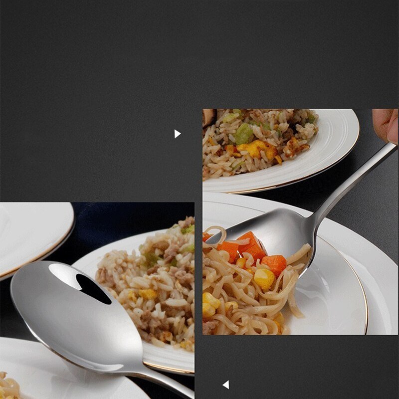 Stainless Steel Large Public Spoon Buffet Service Spoons Long Handle Soup Rice Tablespoon Restaurant Dinnerware Kitchen Utensils