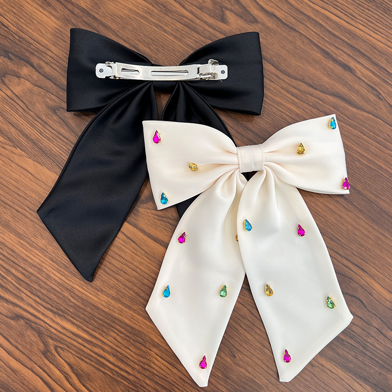Ladies' Hair Clips Bowknots Colorful Rhinestones Barrette Headwear Sweet Gentle Versatile High Hair Accessories