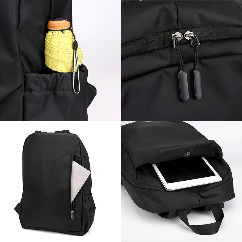 Waterdichte Mannen Zwarte Rugzak voor Reizen 15.6 Inch Laptop Rugzakken met Usb Opladen School Terug Pack Mannen Nylon Schooltas Tassen