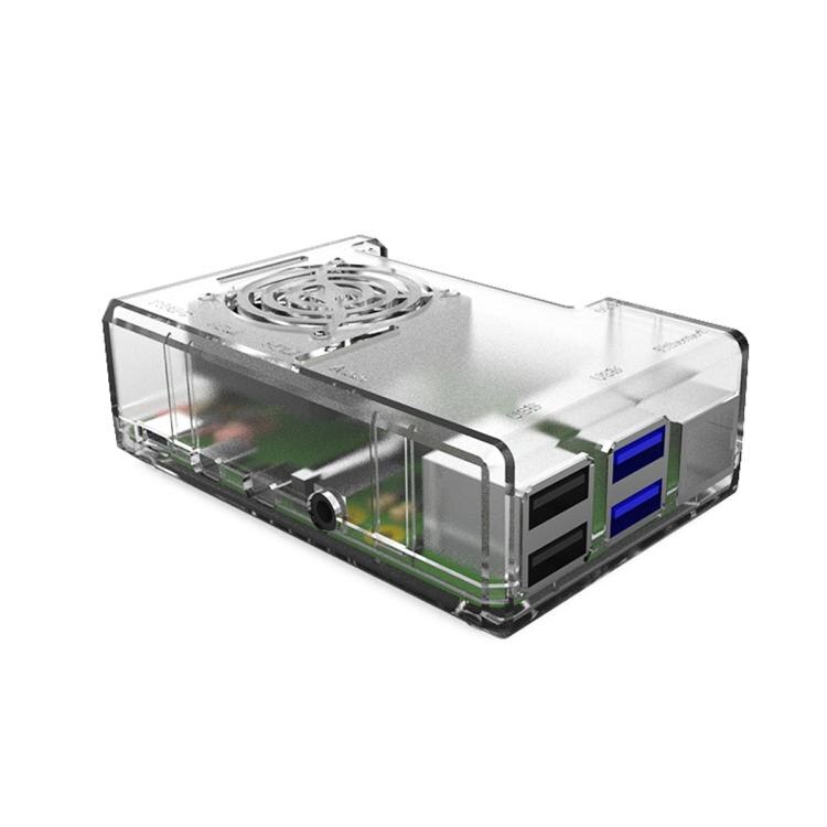 Raspberry Pi 4 Case ABS Enclosure 2 Ccolors for Raspberry Pi 4B With 3510 Fan and 4 Heat Sinks: transparent