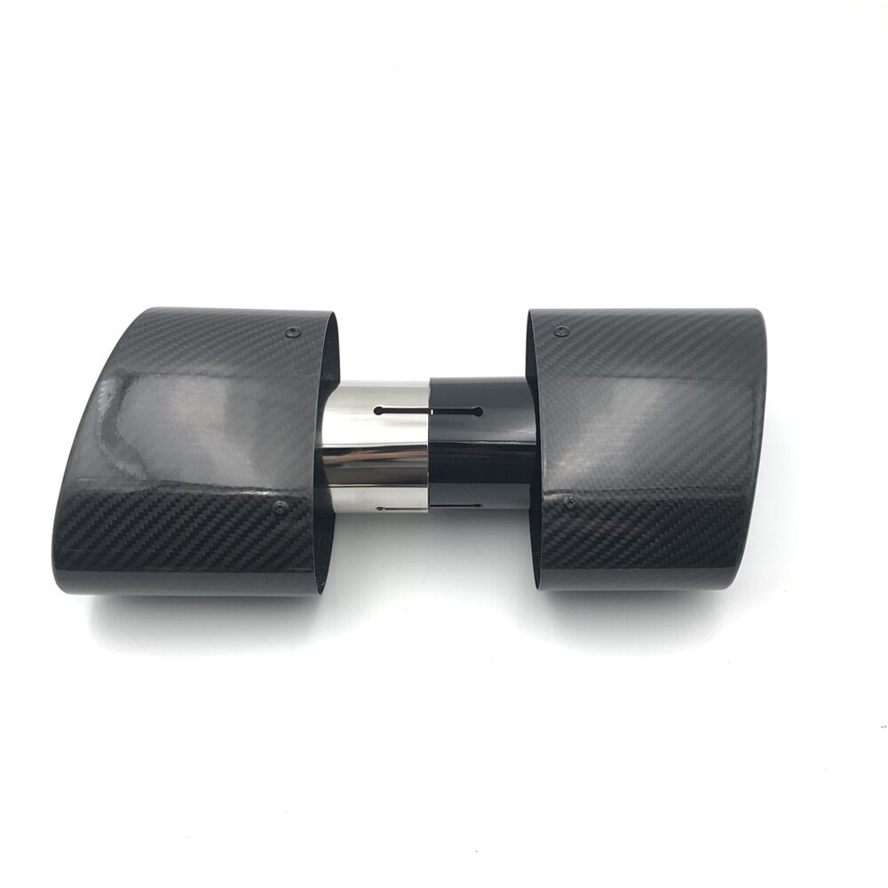 1 Piece Oval Slanted Glossy Carbon Glossy Black Stainless Steel Exhaust Tip Car Modifide Muffler End Pipe For Ak