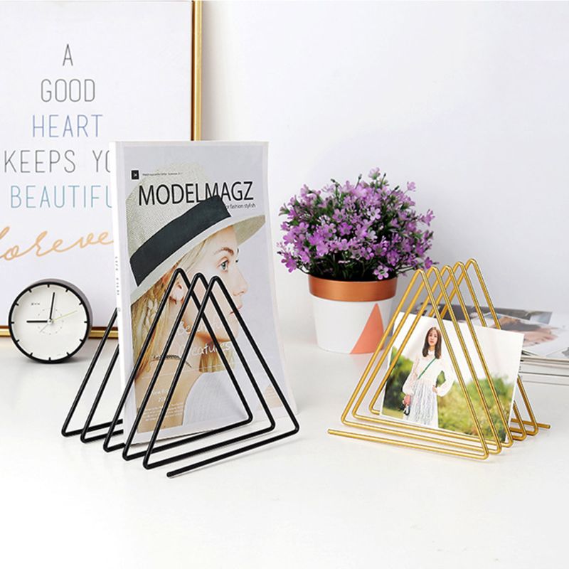Nordic Triangle Shape Simple Book Support Stand Desktop Storage Rack Shelf Home Decor Magazine Holder
