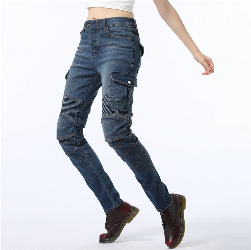 Komine Same Style Spring and Autumn Female Motorcyclist Anti-fall Jeans With Protective Gear Women Knight Moto Pants Equipment
