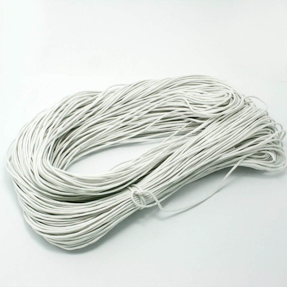 Cordon de serrage en coton ciré 1.5mm | 60 m/lot, collier de corde en perle ciré, fabrication de Bracelet et d'accessoires de couture, bijou à bricoler et soi-même: White