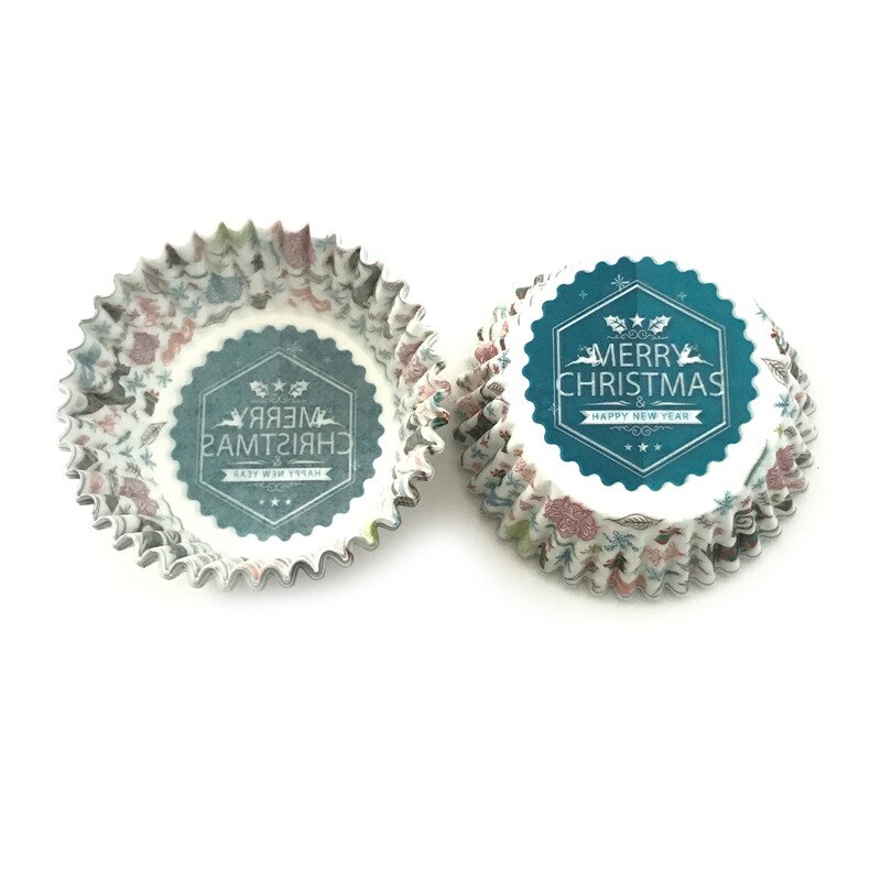 Moldes de papel para pastelitos de Navidad decoración para pasteles, accesorios de cocina, utensilios de decoración de repostería, 100 Uds.