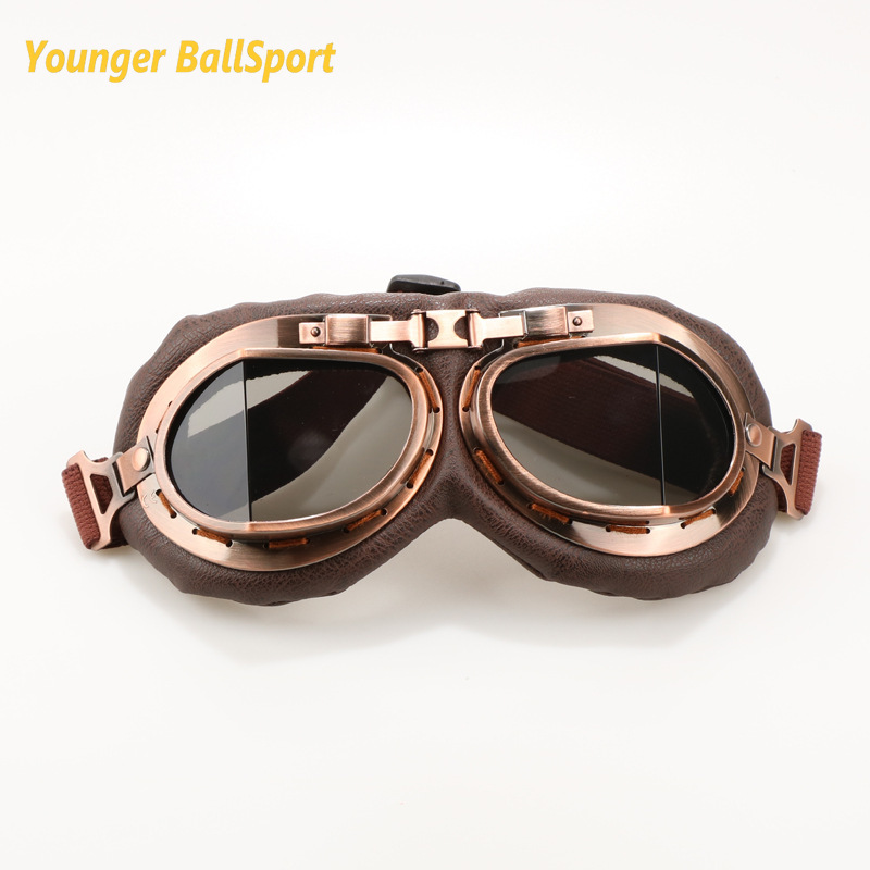 2022 retro gogle motocyklowe 100% UV400 okulary klasyczny Moto klasyczne gogle robić jazdy na rowerze pilot Steampunk wioślarz ATV miedzi kask: Harley szary Film