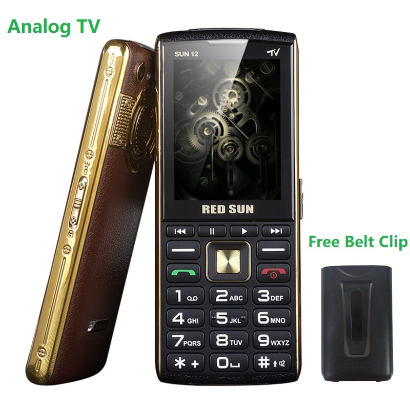 Groot scherm, 2.8 inch analoge tv-balk, slanke seniorentelefoon, 3 simkaarten, magic voice, sos-snelkiesnummer, dubbele zaklamp, powerbank, gratis riemlus
