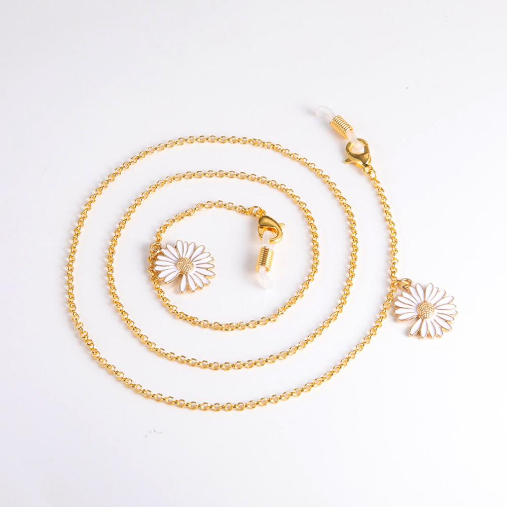 Skyrim Daisy Flower Face Mask Chain Lanyard Women's Neck Chains Metal Glasses Cord Eyewear Rope Sunglasses Strap Accessory
