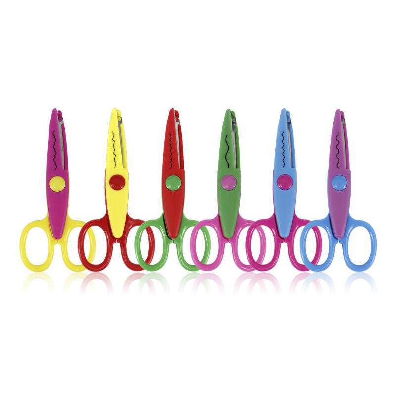 1 Pcs Handmade DIY 6 Patterns Album Lace Scissors Card Photo Pattern Scissors Cartoons Lace Scissors for Children