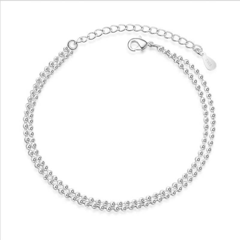 Everoyal Charm Anklets Silver Jewelry For Women 925 Sterling Silver Anklet Female Accessories Double Layers Ankets Girls