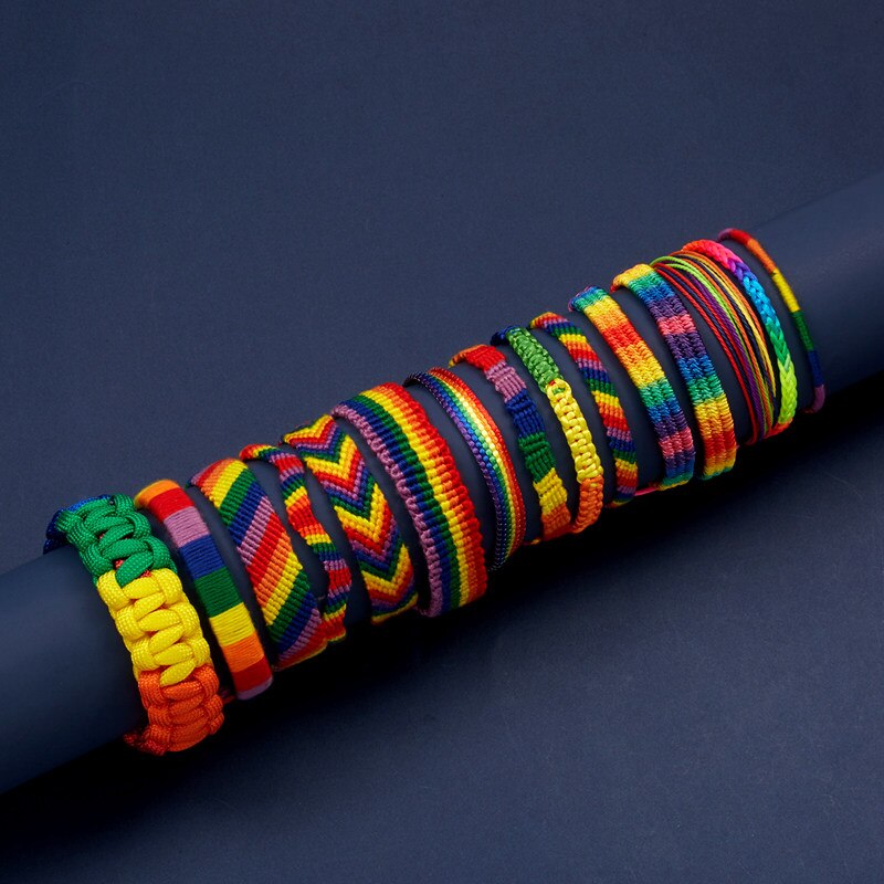 Charm Lgbt Rainbow Touw Armbanden Voor Paar Trots Gay Vrouwen Mannen Handgemaakte Geweven Gevlochten String Vriendschap Minnaar Sieraden