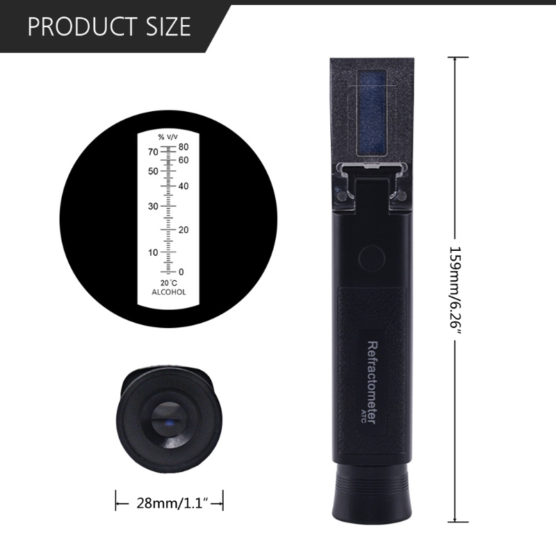 Portable Refractometer with ATC 0-32％ for Honey Moisture Brix and Baume Liquor Alcohol Content Meter Tester Easy to Use