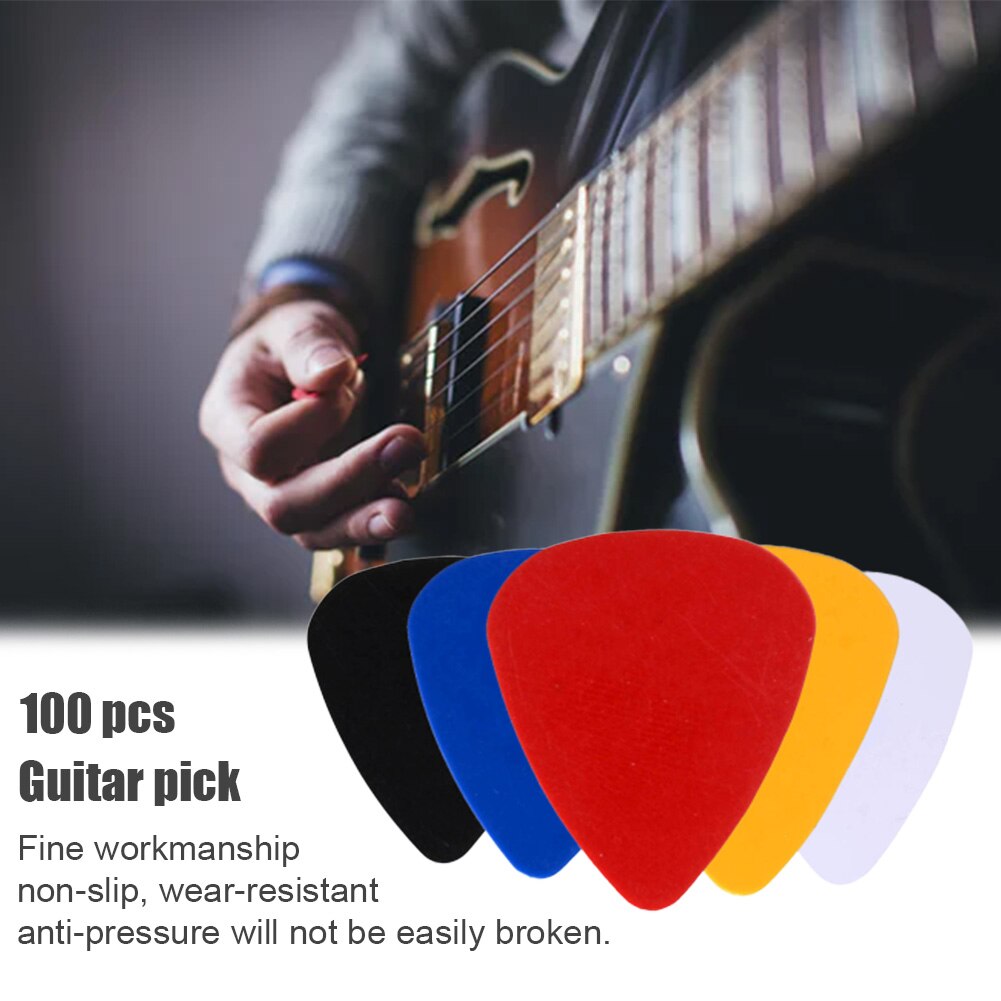 100pcs Musical Instrument Bass Ukulele Crisp Tone Non Slip 0.42mm Thickness Plectrum Guitar Pick Plastic Mix Color Heart Shape