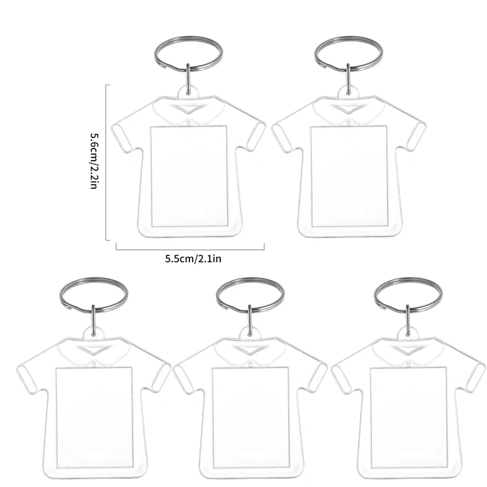 5/10 Stück transparenter Fotorahmen-Schlüsselanhänger, Quasten, schnappen-in, individueller Einsatz, Foto-Acryl-Rohling-Schlüsselanhänger, klarer leerer Bild-Anhänger: Orange / Weiß