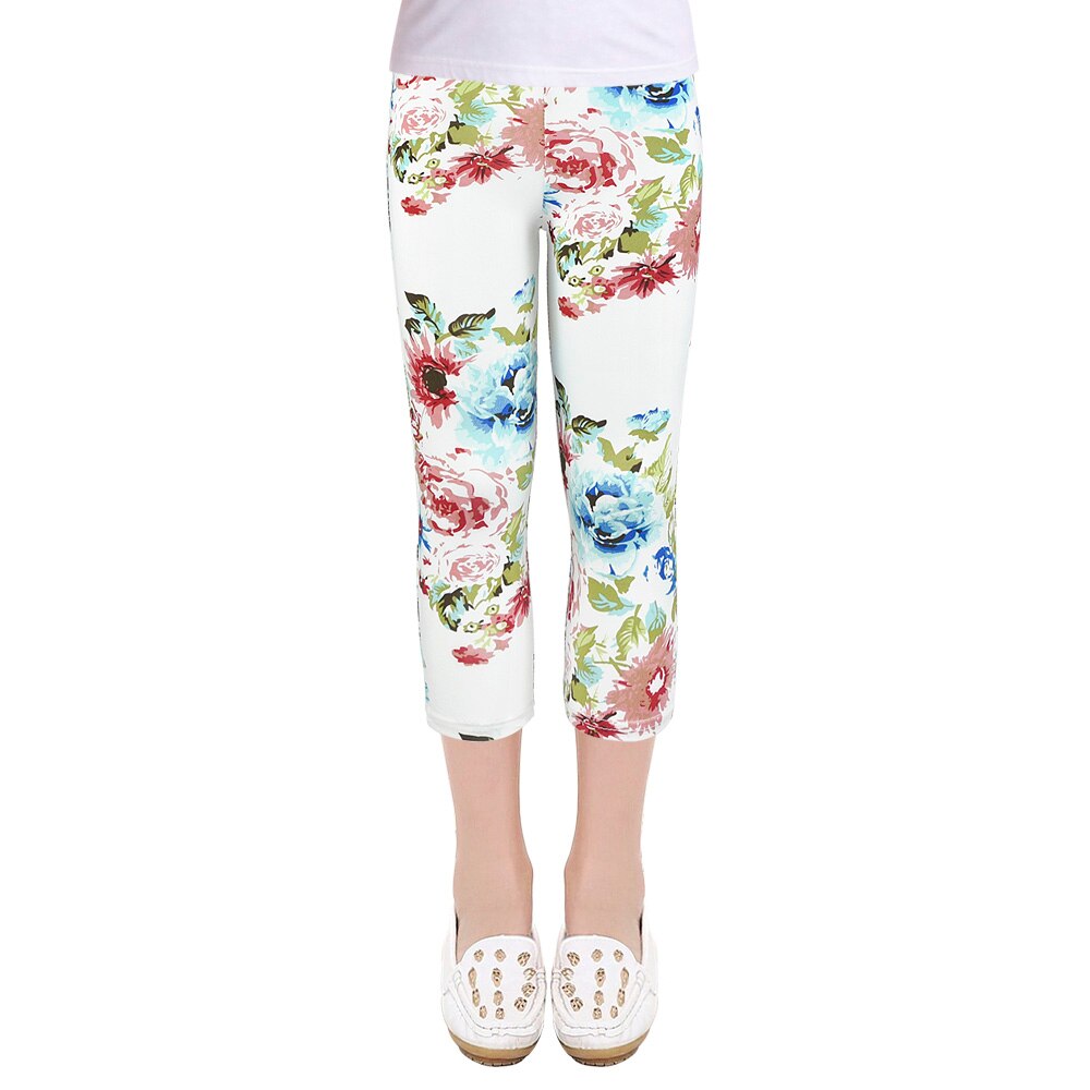 SLAIXIU été filles Leggings slim mollet longueur pantacourt enfants enfants crayon pantalon Leggings pour 4-10Y fille vêtements: SZ / 7