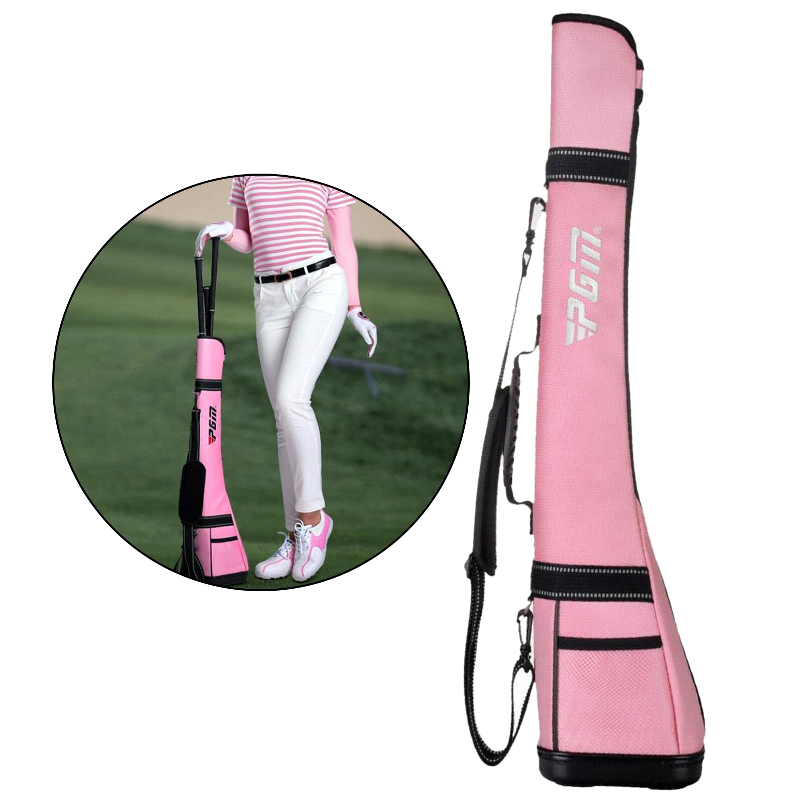 Durable DE Golf bolsa de lápiz cómodo ligero Golf llevar de viaje paquete tiene 4-5 Clubes con asa de hombro Correa: Rosa