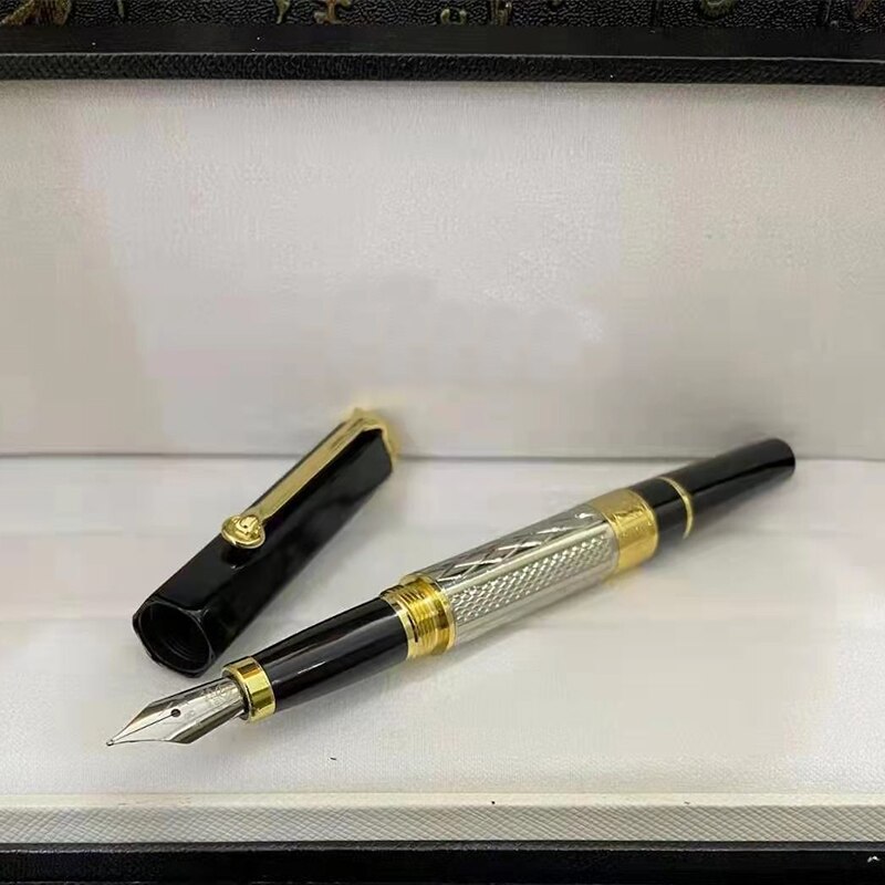 Pluma estilográfica de lujo para hombre y mujer, pluma de tinta de lujo MB, gran escritor, William Monte, metal, romero, blanc, sin caja, novedad de 2022: silver-gold