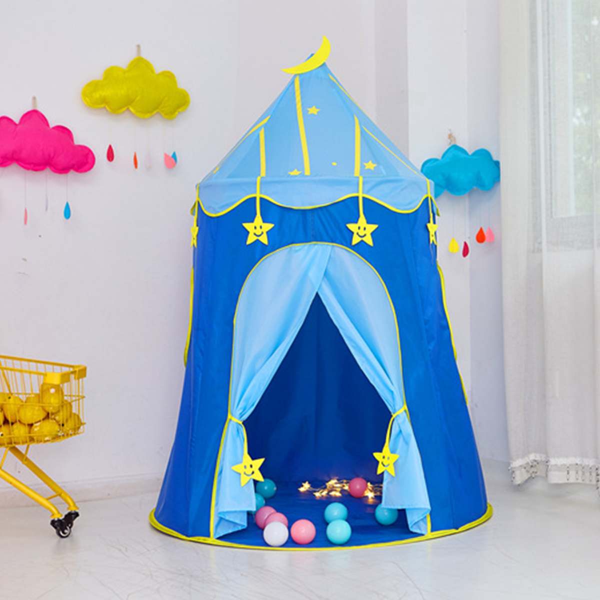 Kid Tent Huis Draagbare Prinses Kasteel 1.5M Hang Vlag Kinderen Teepee Tent Spelen Tent Verjaardag Christmas