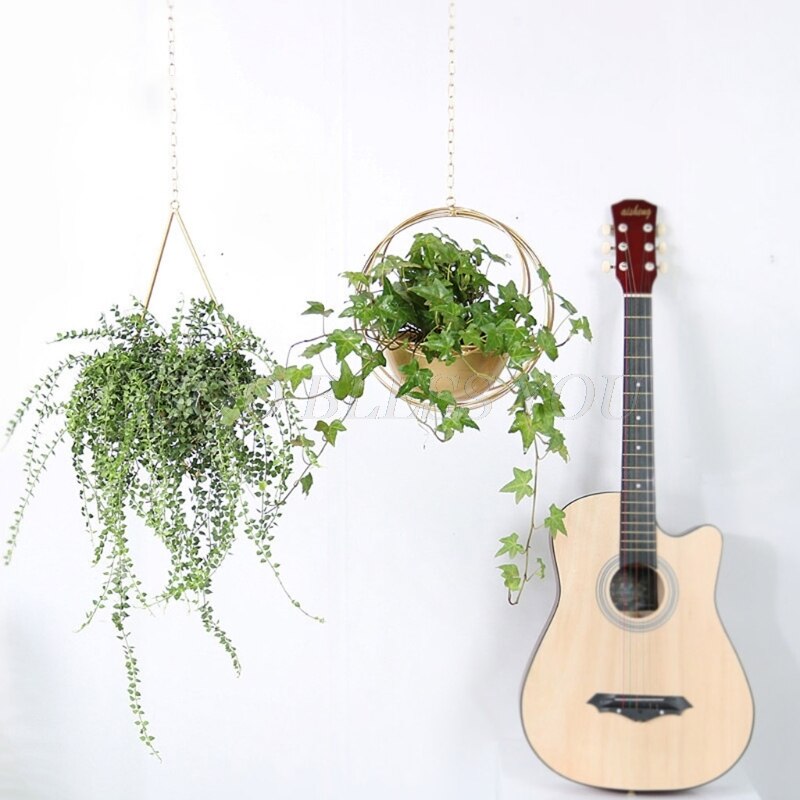 Geometric Metal Iron Plant Hanger Hanging Basket Ceiling Planter Flower Pot Holder Garden Balcony Decoration