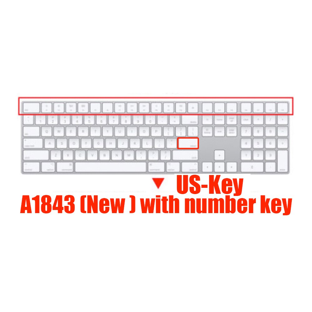 For iMac Wired Apple Keyboard Cover A2449 A2450 A1243 A1843 MB110LL/B with Numeric Keypad Silicone keyboard Protector Skin: US- A1843