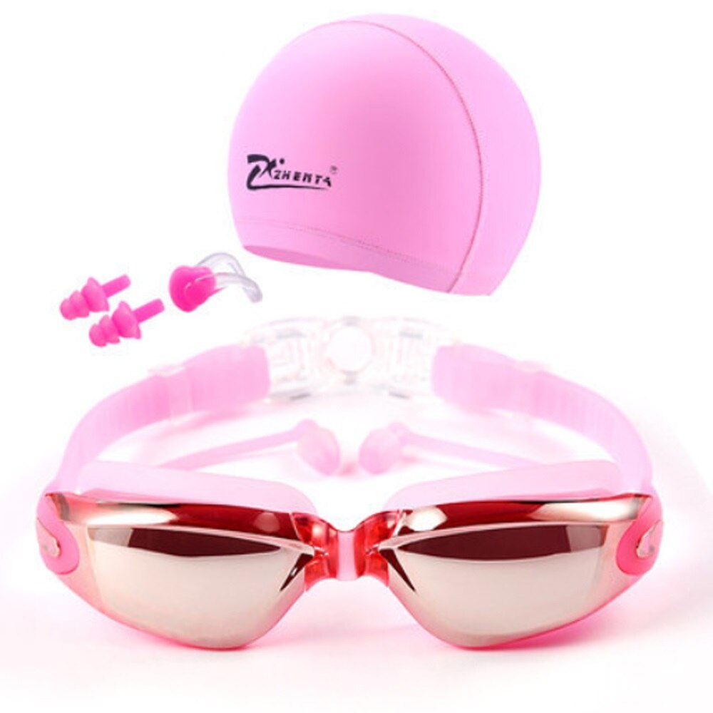 Myopia Swimming Goggles HD shortsighted prescription glasses Acetate Spectacles plating lens adult swim goggles pools swiming: electroplate pink