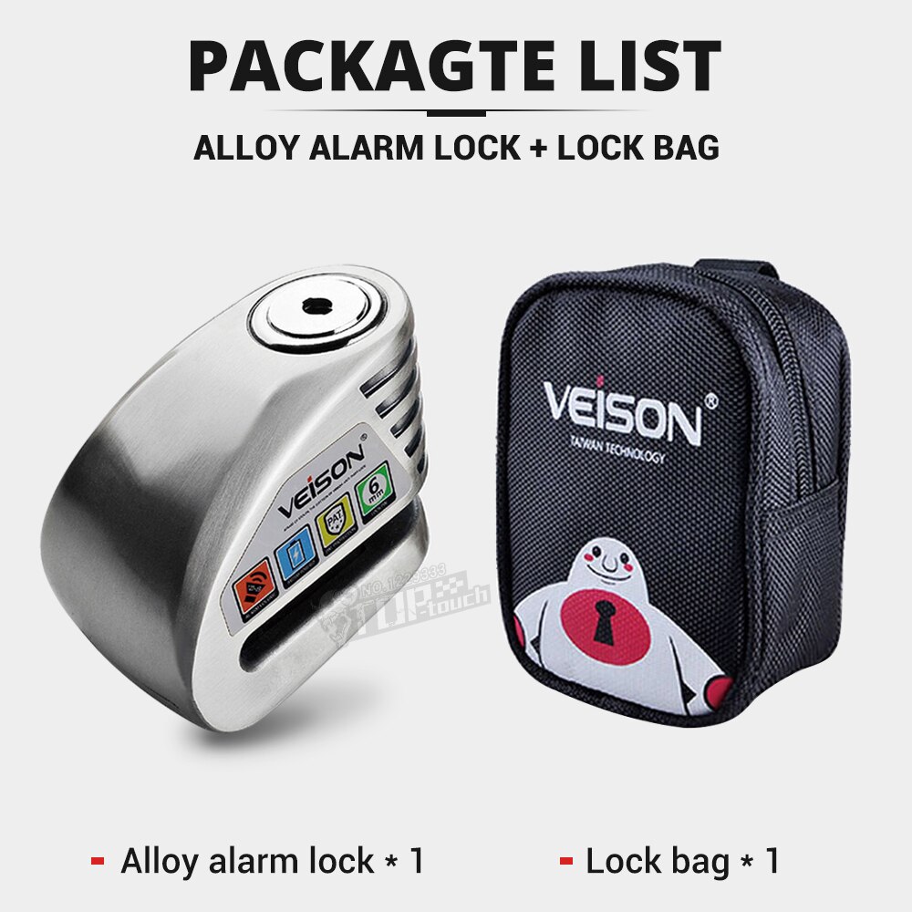 VEISON Waterproof Motorcycle Lock Bike Alarm Lock Scooter Disc Locks Warning Security Anti Theft Bicycle Para Moto Alarma Moto: WHITE