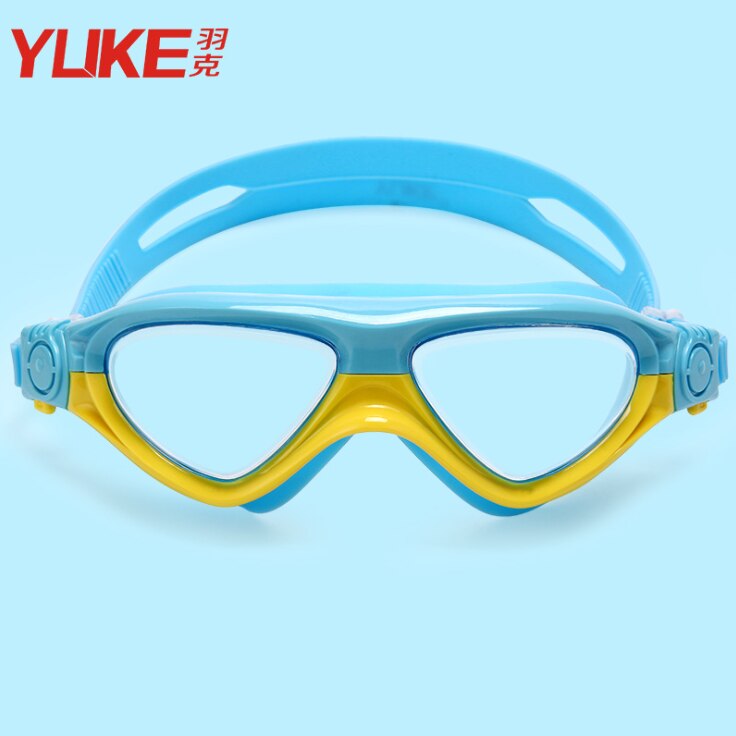 Nuovi bambini trasparenti regolabili bambini silicone impermeabile anti nebbia scudo UV occhiali da nuoto occhiali occhiali occhiali: blu giallo 1pezzi