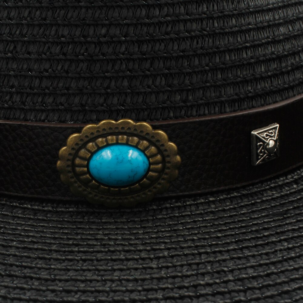Men Straw Western Cowboy Hat Roll Up Brim Gentleman Sombrero Hombre Jazz Hat