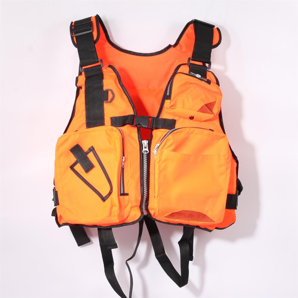 Adulte gilet de sauvetage solide réglable étanche aide à la flottabilité Nylon gilets de pêche voile pêche Kayak gilet de sauvetage unisexe X167G: orange