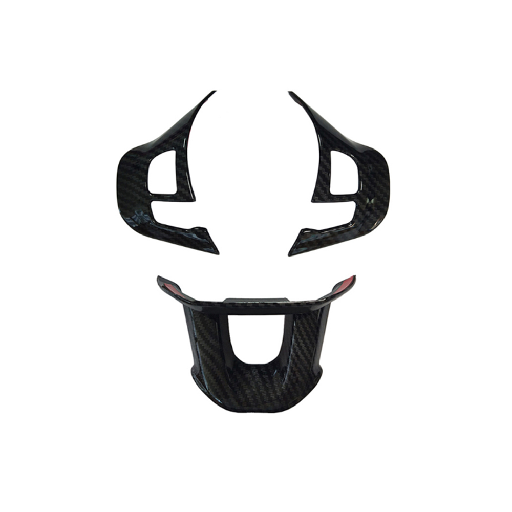 Car Steering wheel sticker wrap cover logo emblem decal black carbon fiber interior trim for Peugeot 208 T9 accessories