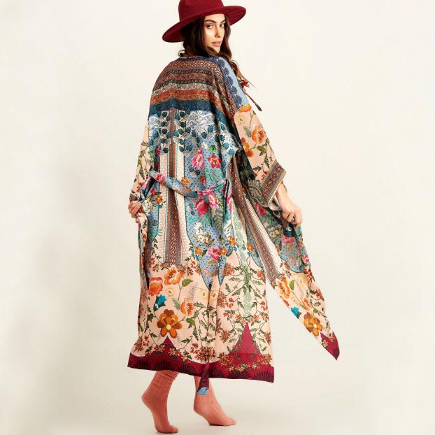 Japanse Kimono Mode Blouse Vrouwen Bloemen Gedrukt Yukata Kimono Vest Lange Mouw Vest Traditionele Kimono Jurk