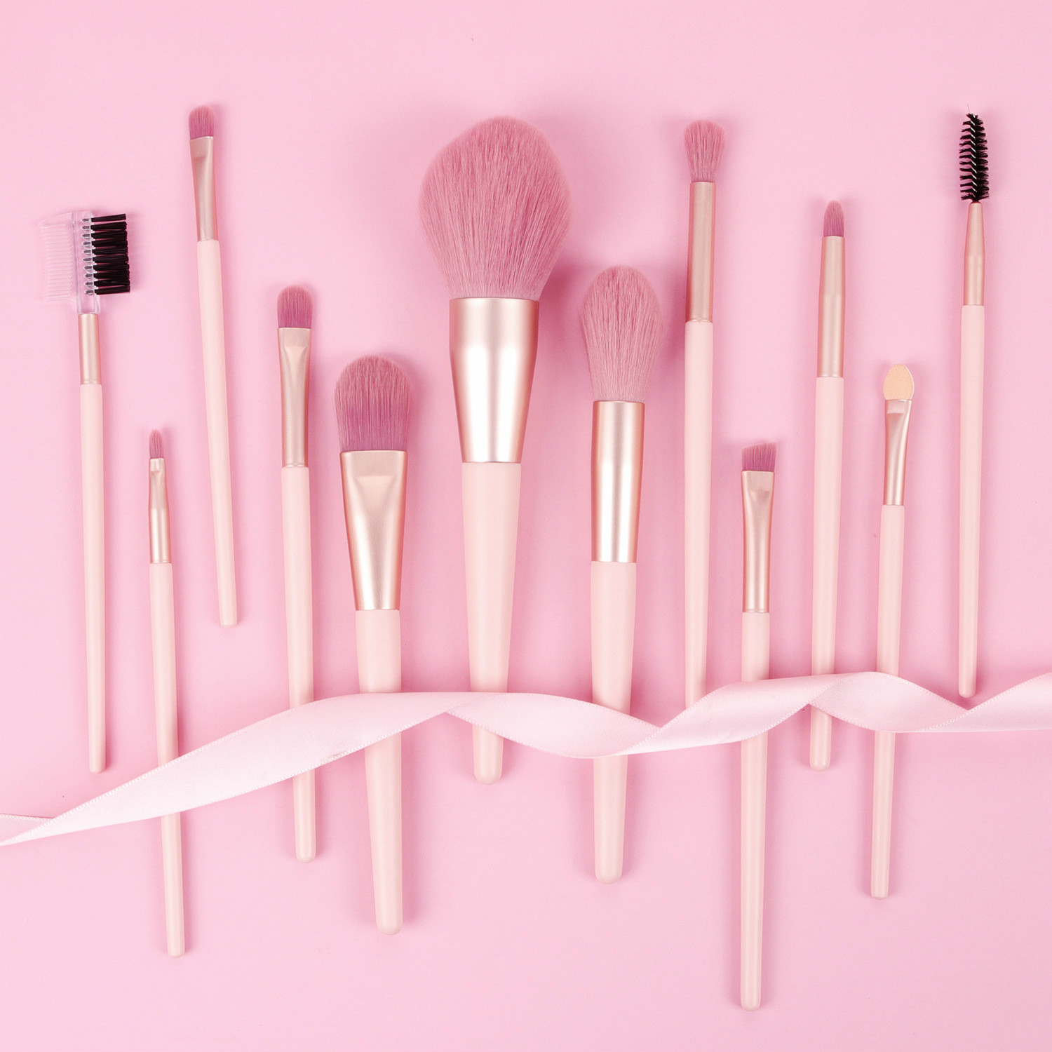 7pc/12pc Makeup Brush Pink Color Brush Set Foundation Brush Eye Shadow Brush Makeup Tool brochas maquillaje Newest: 12pc without bag
