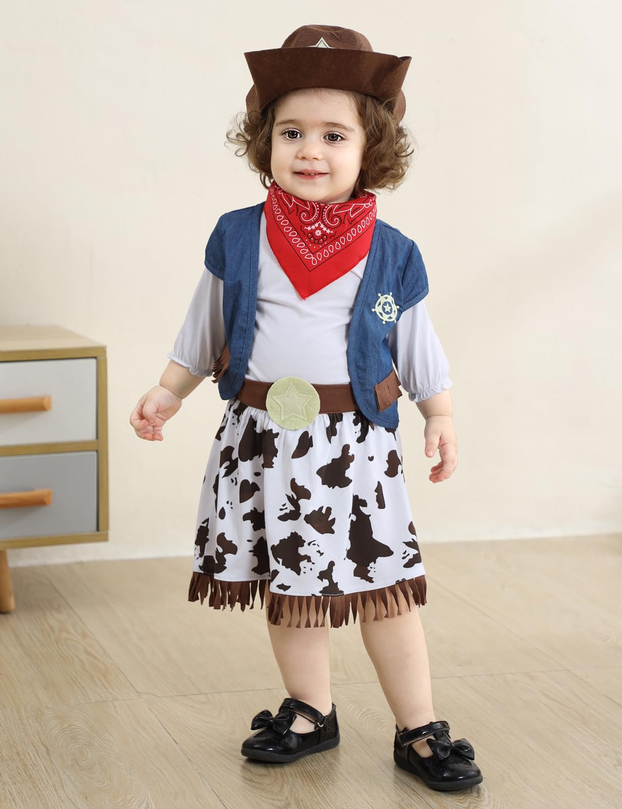 Disfraz occidental para niñas, disfraz de vaquera de Halloween, ropa para eventos, traje de Carnaval para niñas, puesta en escena de vaquero, 5 uds.