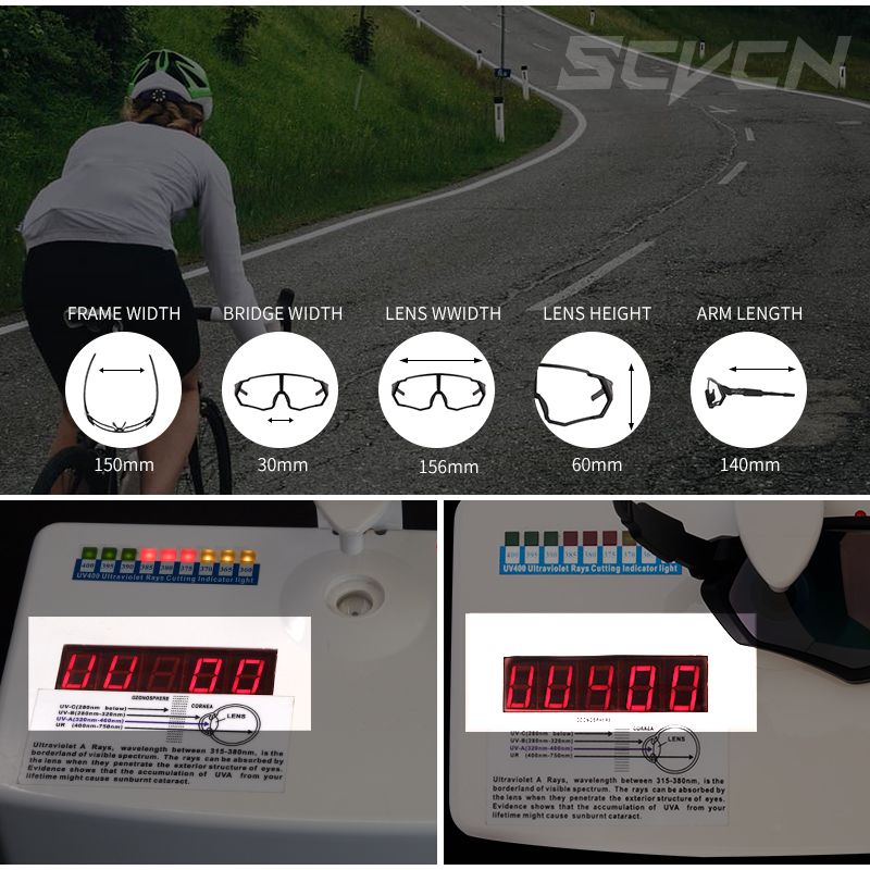 Scvcn gafas fotocromáticas para ciclismo, gafas de sol geniales para bicicleta, gafas deportivas para bicicleta, gafas para ciclismo de montaña UV400 MTB Road, conducción para hombres