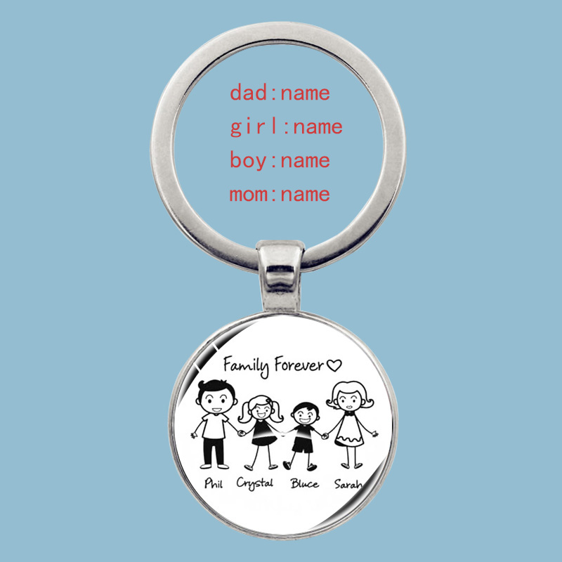 Lindo llavero familiar para siempre familia hermosa llave familiar colgante cumpleaños bautismo evento escolar recuerdos se pueden personalizar: Blanco