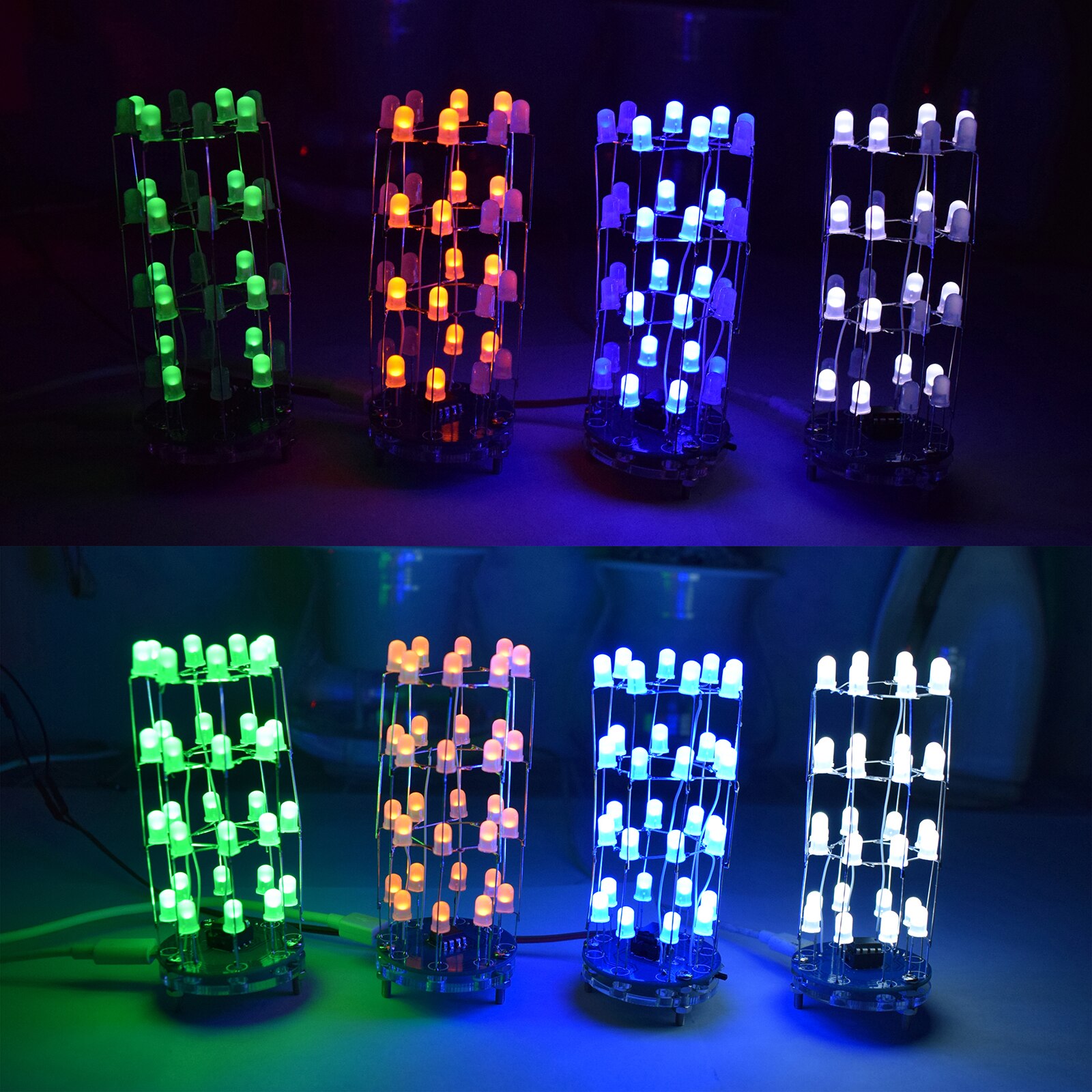 Led Cilindrische Cube8x4 Licht Kubus Elektronische Diy Eenvoudige Maken Kit Voor Beginners
