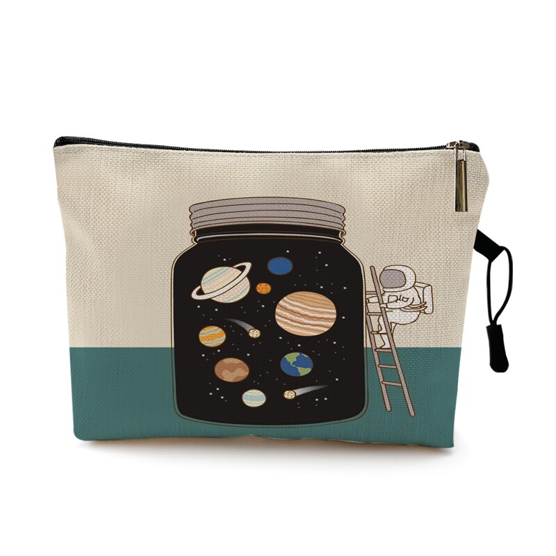 Creativo Spaceman astronauta stampa Designer trucco borsa Mascara De Boca pennello cosmetico rossetto sacchetti borsa estetista regalo: Pattern 4
