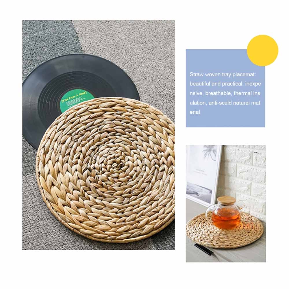 Tapis de Table rond tissé en rotin, napperon de Table à manger, gourde d'eau, dessous de verre en paille