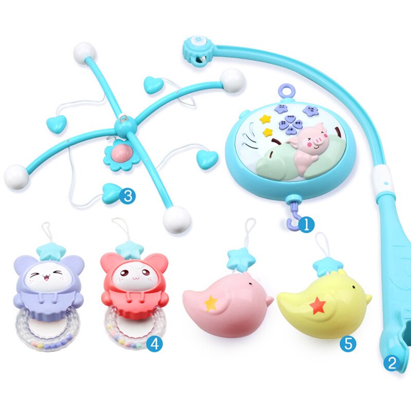 Baby Speelgoed Wieg Mobiles Rammelaars Muziek Educatief Speelgoed Bed Bel Carrousel Voor Babybedjes Projectie Zuigeling 0-12 Maanden Roze
