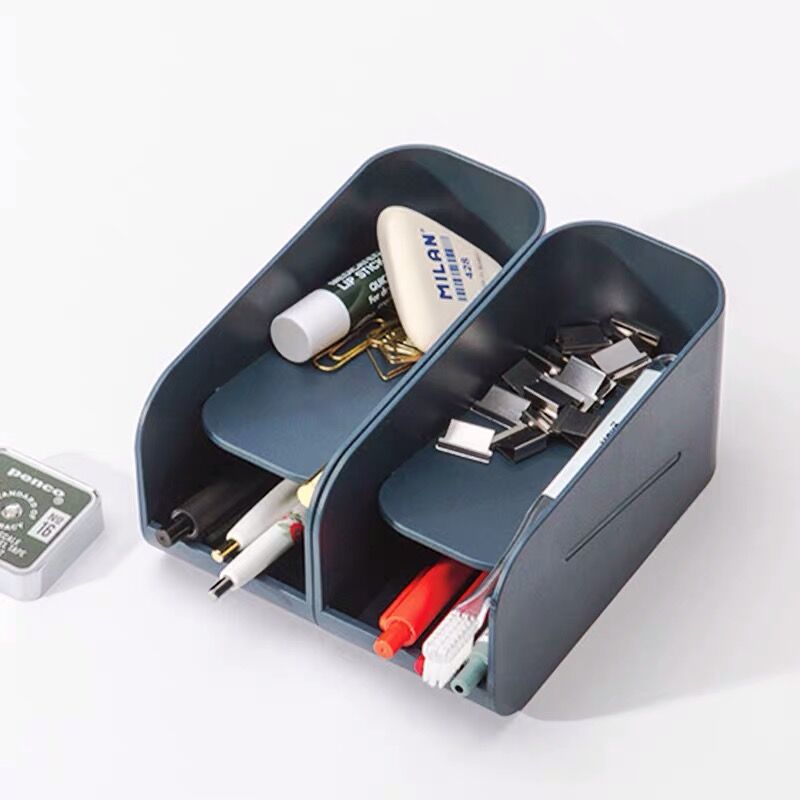 Sharkbang dobbeltlags magnetisk kuglepenholder skrivebord arrangør opbevaring box skole kontor tilbehør papirvarer