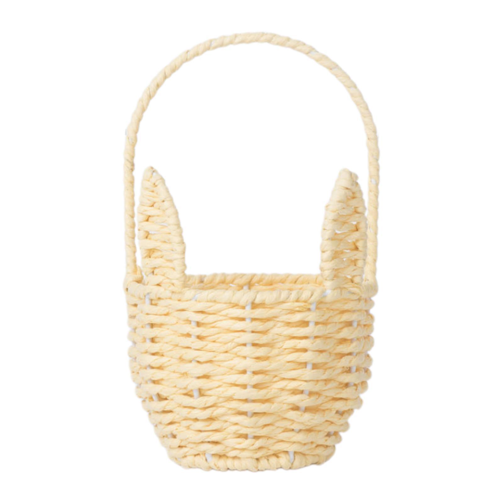 Panier de lapin de pâques mignon tissé, panier de fleurs en corde de papier Portable, décoration de pâques, maison jardin cuisine pique-nique articles divers organisateur