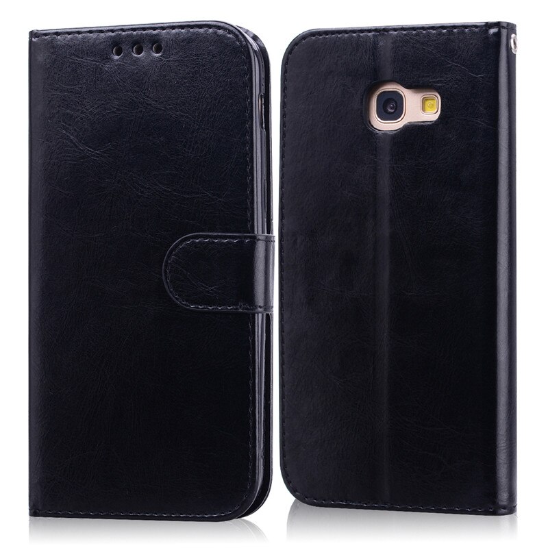 Voor Samsung Galaxy A7 Case Galaxy A7 Cover Luxe Leather Flip Case Voor Samsung Galaxy A7 SM-A720F/Ds Telefoon Case: Black