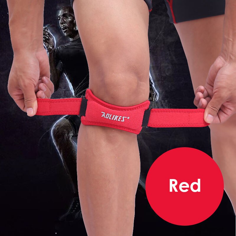 Aolikes sport dobbeltvirkende knæbånd støttebånd knæbøjlebeskyttelse smertelindring patella senebetændelse sundhed: Rød