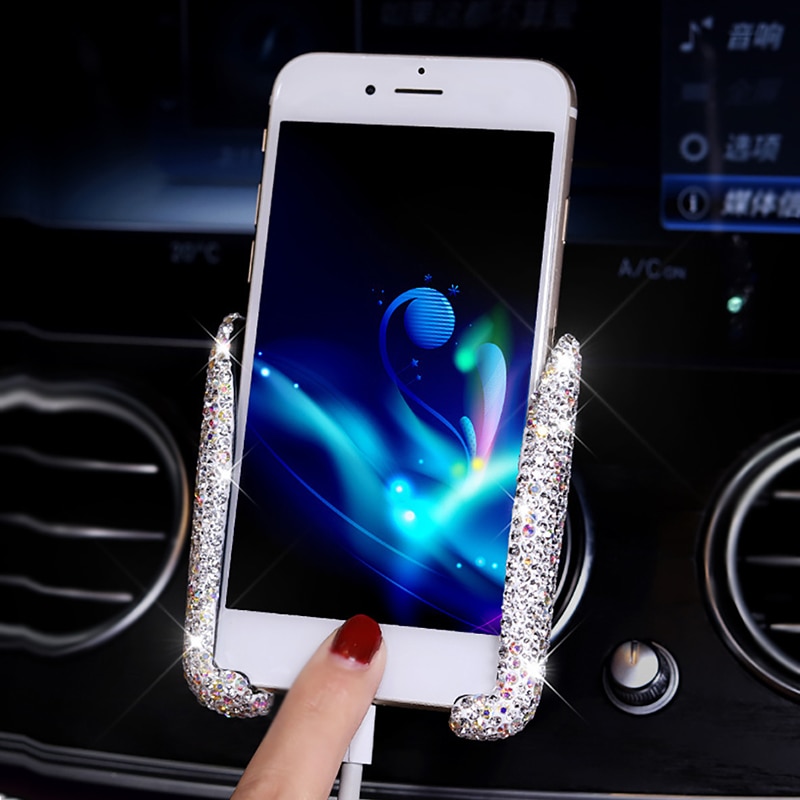 Luxe Strass Auto Telefoon Houder In Auto Air Vent Mount Mobile Holder Mobiel Ondersteuning Bling Auto Accessoires Voor Meisjes Vrouwen