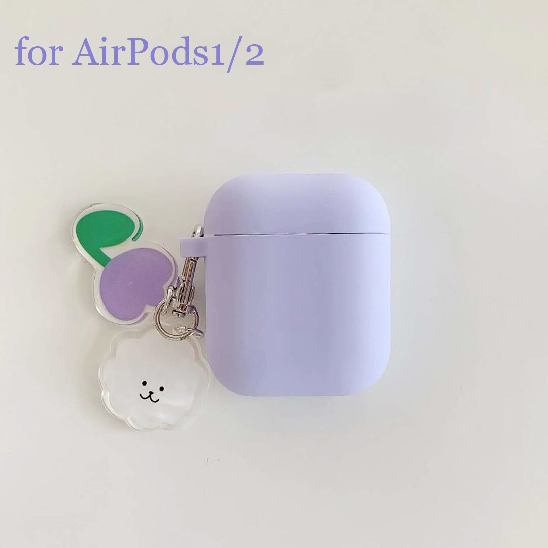 Per AirPods 2 Caso Corea del Simpatico Orso Del Fumetto di Caso di aria baccelli di lusso Fiore Portachiavi Auricolari In Silicone per il Caso di apple air baccelli copertura