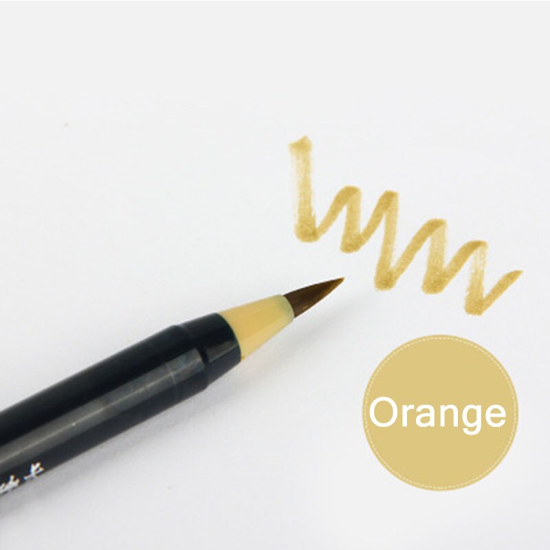 Sta art tuscher vandopløselig pen med dobbelt hoved til tegning af tegneserier håndmalet pensel tusch sæt kunst forsyninger med dobbelt spids penne: 10- orange