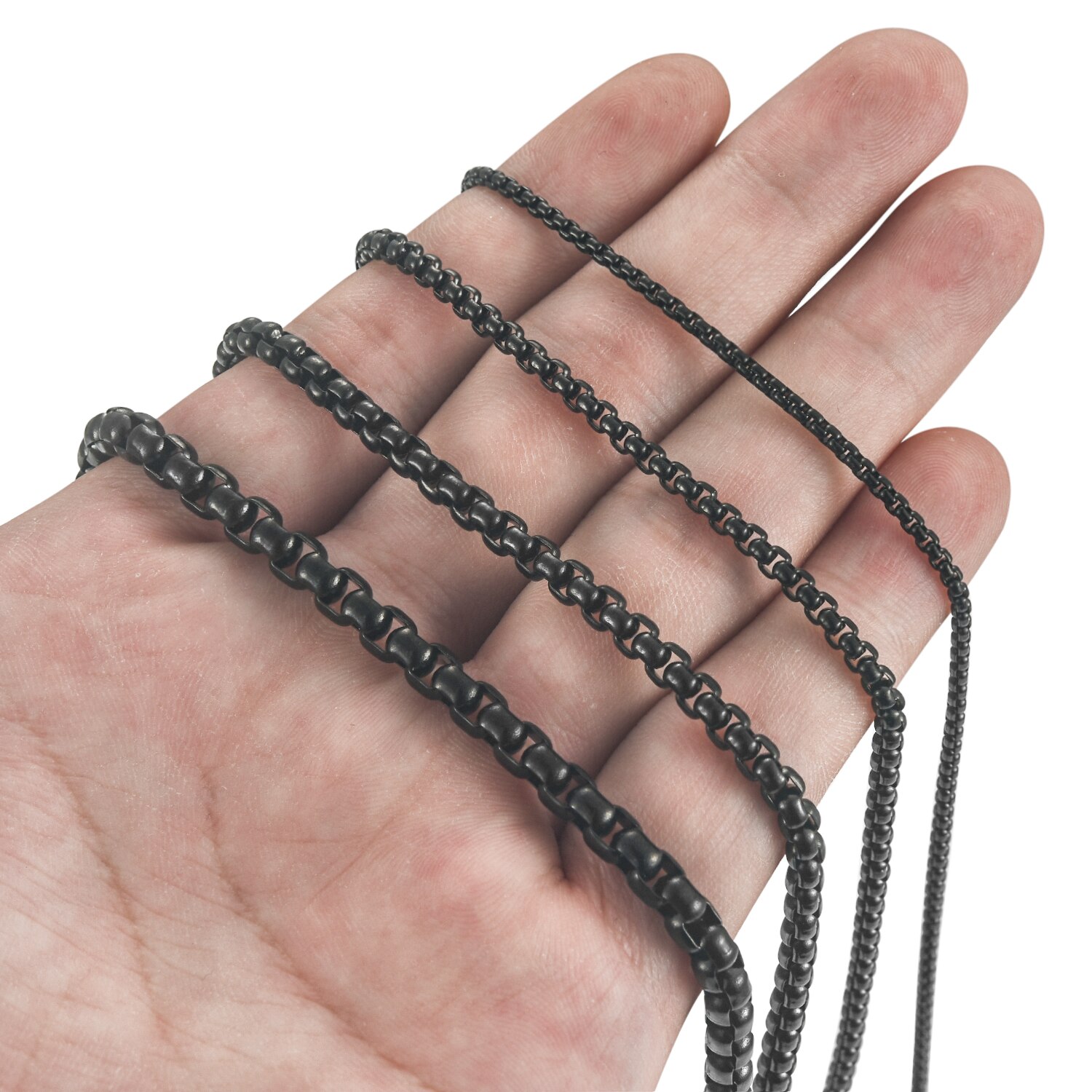 2/3/4/5mm Black Stainless Steel Chain Men's Box Chain Ladies Necklace Jewelry Bracelet