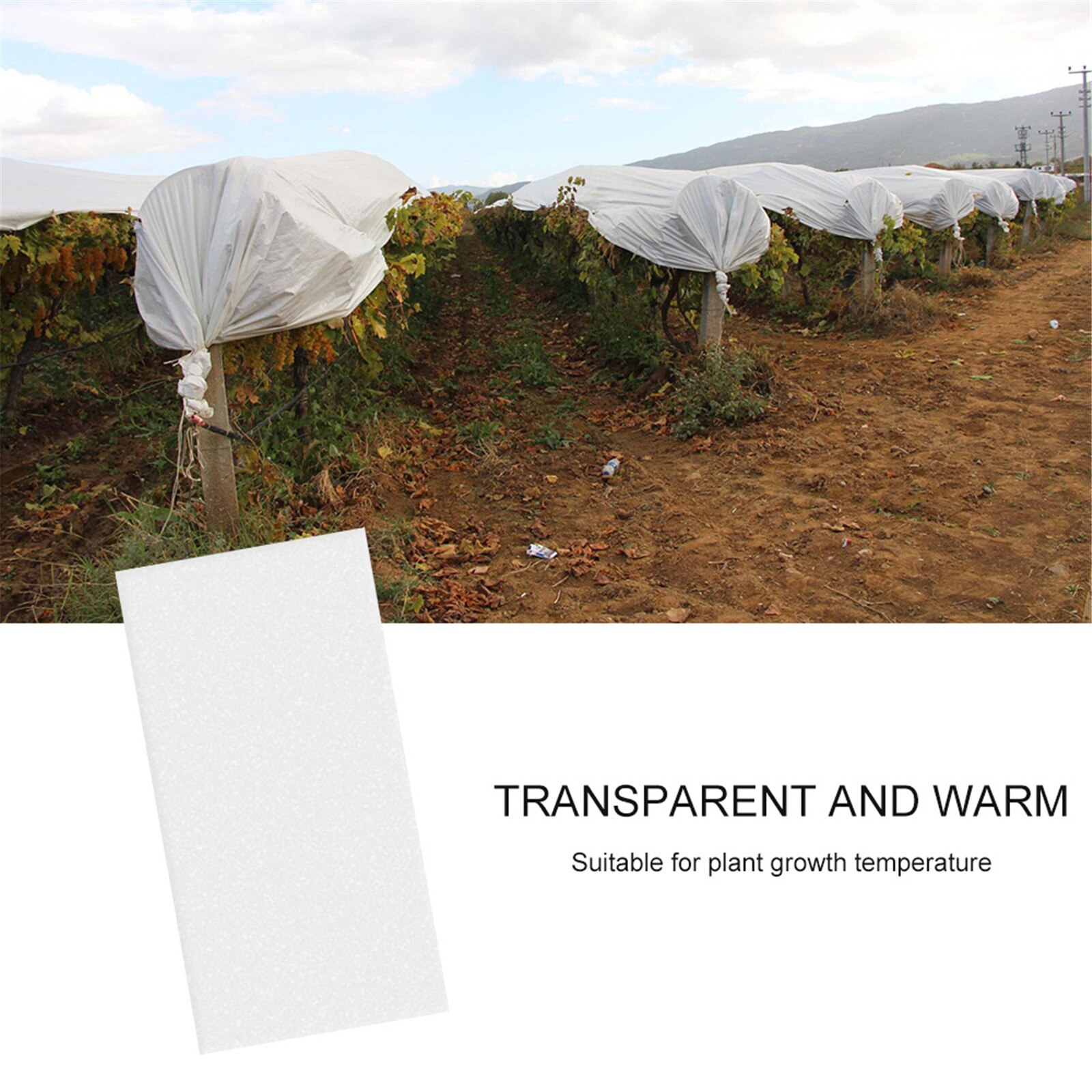 Mulch Film PE White Plastic Ground Cover Floating Crop Cover Garden Protection Keep Warm Film Frost Cloth Mulch Film Cover B09