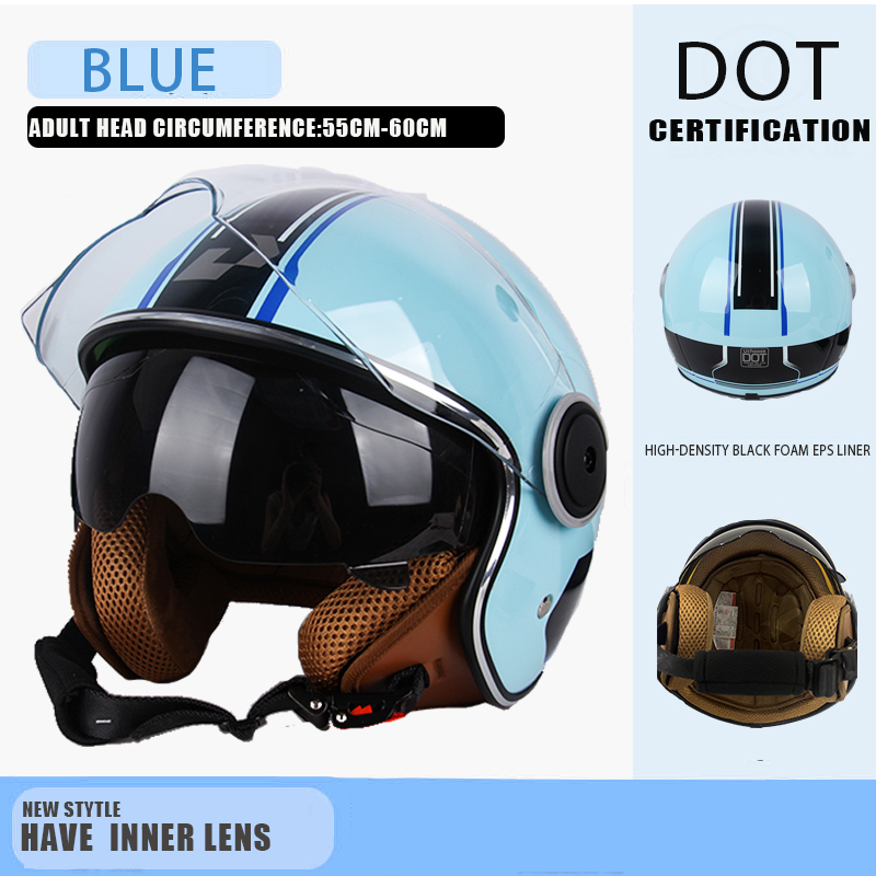 DOT-zertifizierter Vintage-Helm, offener Motorrad-Helm mit offenem Gesicht, Retro-3/4-Helm, Cruise Casco Casque Moto, Herren und Damen: Freier Raum